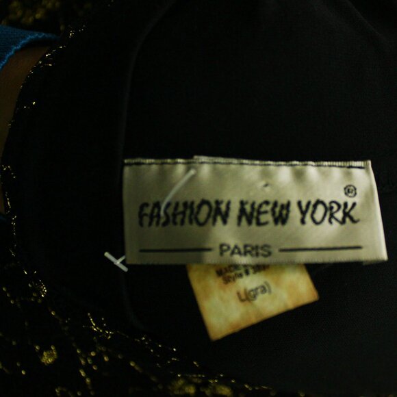 Chic 1990s Vintage Black & Gold Floral Asymmetrical Midi Dress - Picture 3 of 4